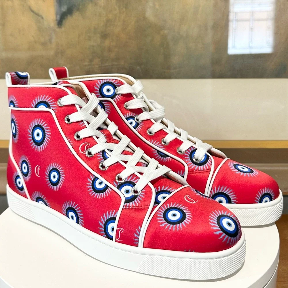 👞 CHRISTIAN LOUBOUTIN Satin Nappa Loubi Eye Louis Orlato Flat Sneakers Size: 41 - Picture 8 of 11
